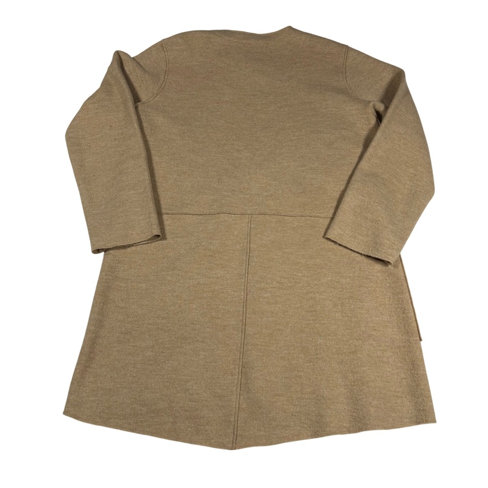 Eileen Fisher Womens Round Neck Boxy Jacket Size Medium Camel Boiled Wool Zip - Picture 2 of 10
